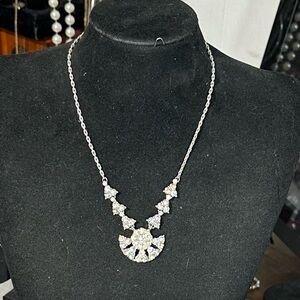 Vintage BOGOFF Silver Tone Rhinestone Necklace